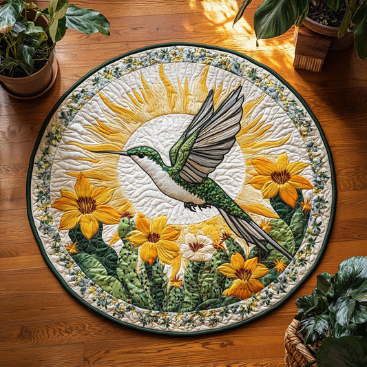 Radiant Of Hummingbird WY2404015CL Quilted Round Mat
