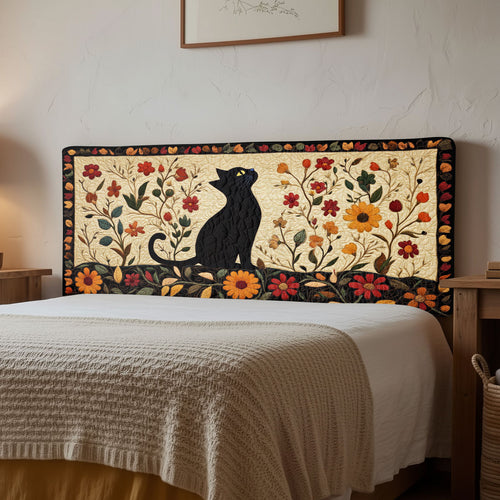 Folk Garden Cat CW2212021CL Quilted Headboard Slipcover