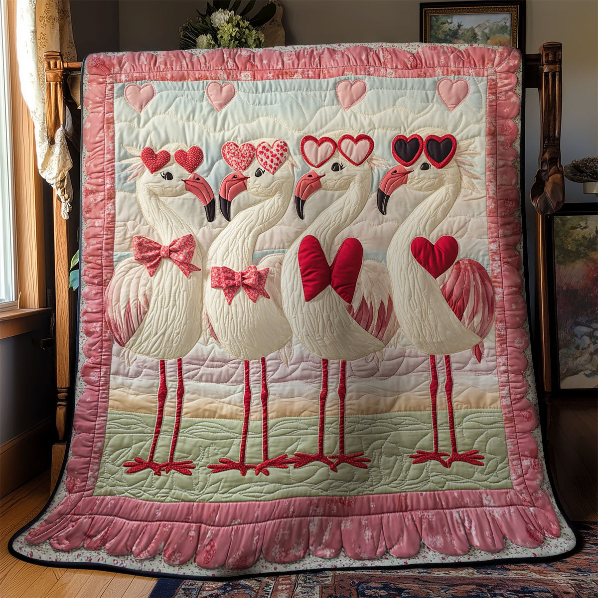 Flamingo Heart WY2201066CL Quilt