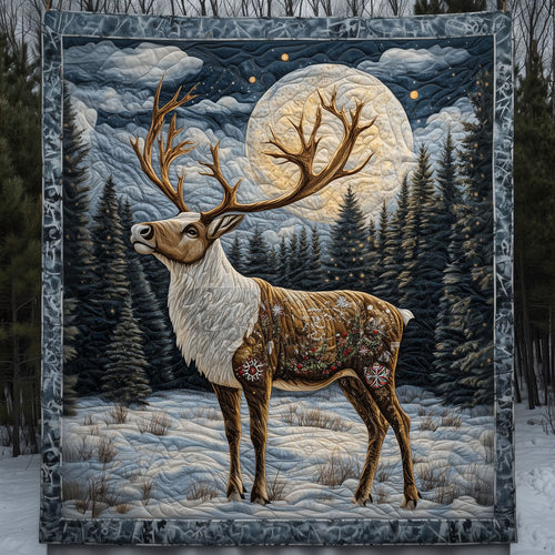 Reindeer In Snowy Pine Forest LT2709022CL Quilt
