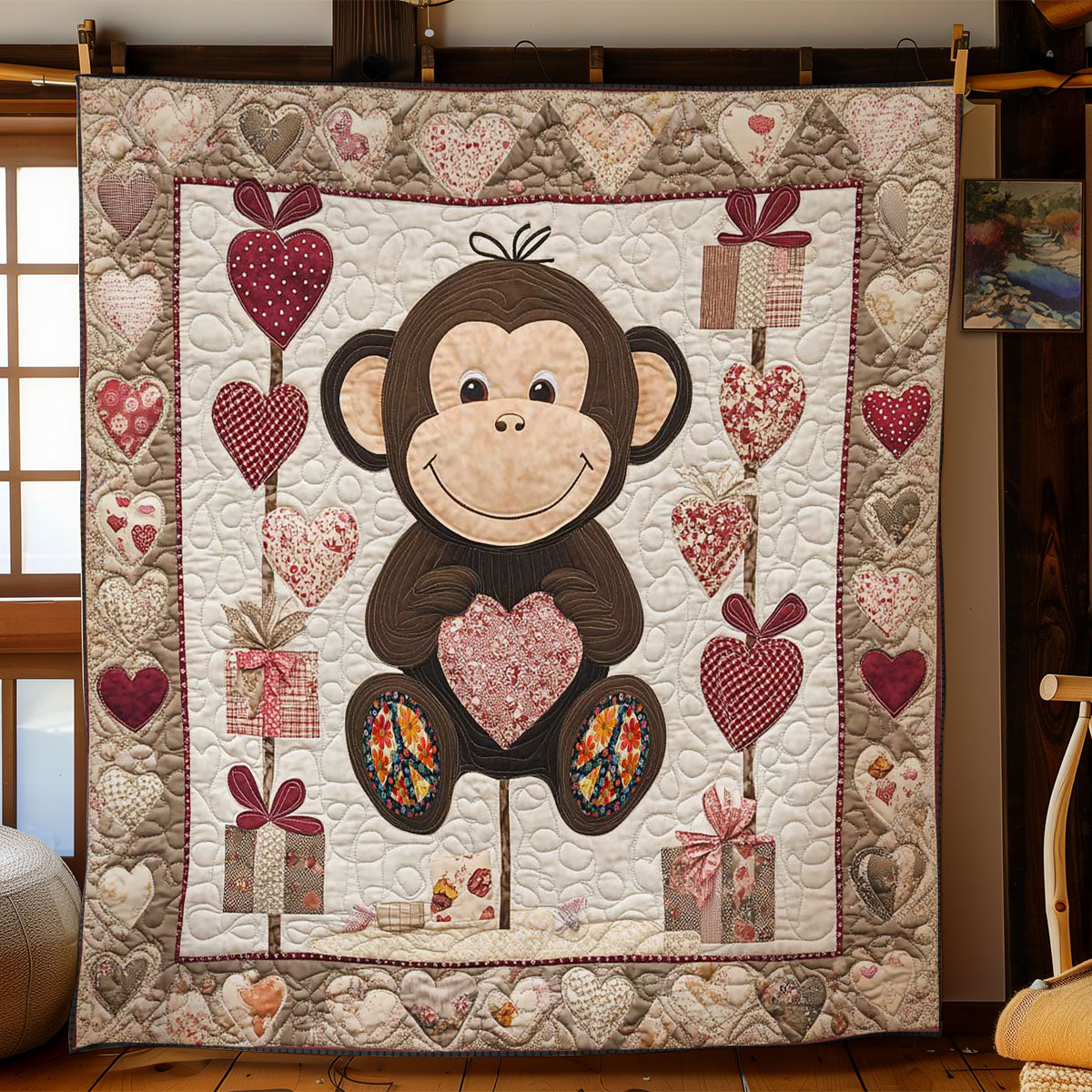 Heartful Monkey WN2412009CL Quilt