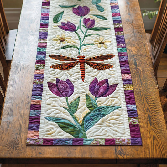 Dragonfly Tulip WY2105038CL Quilted Table Runner