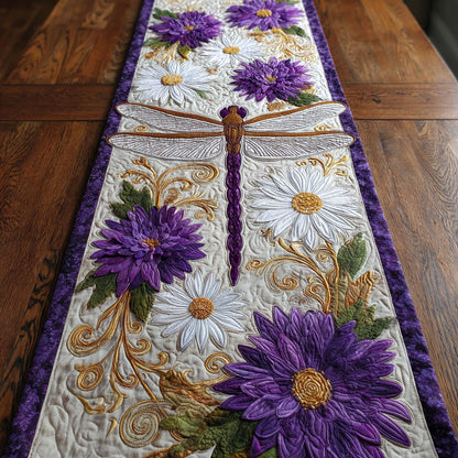 Dragonfly Flower CW0307027CL Quilted Table Runner