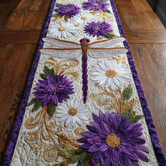 Dragonfly Flower CW0307027CL Quilted Table Runner