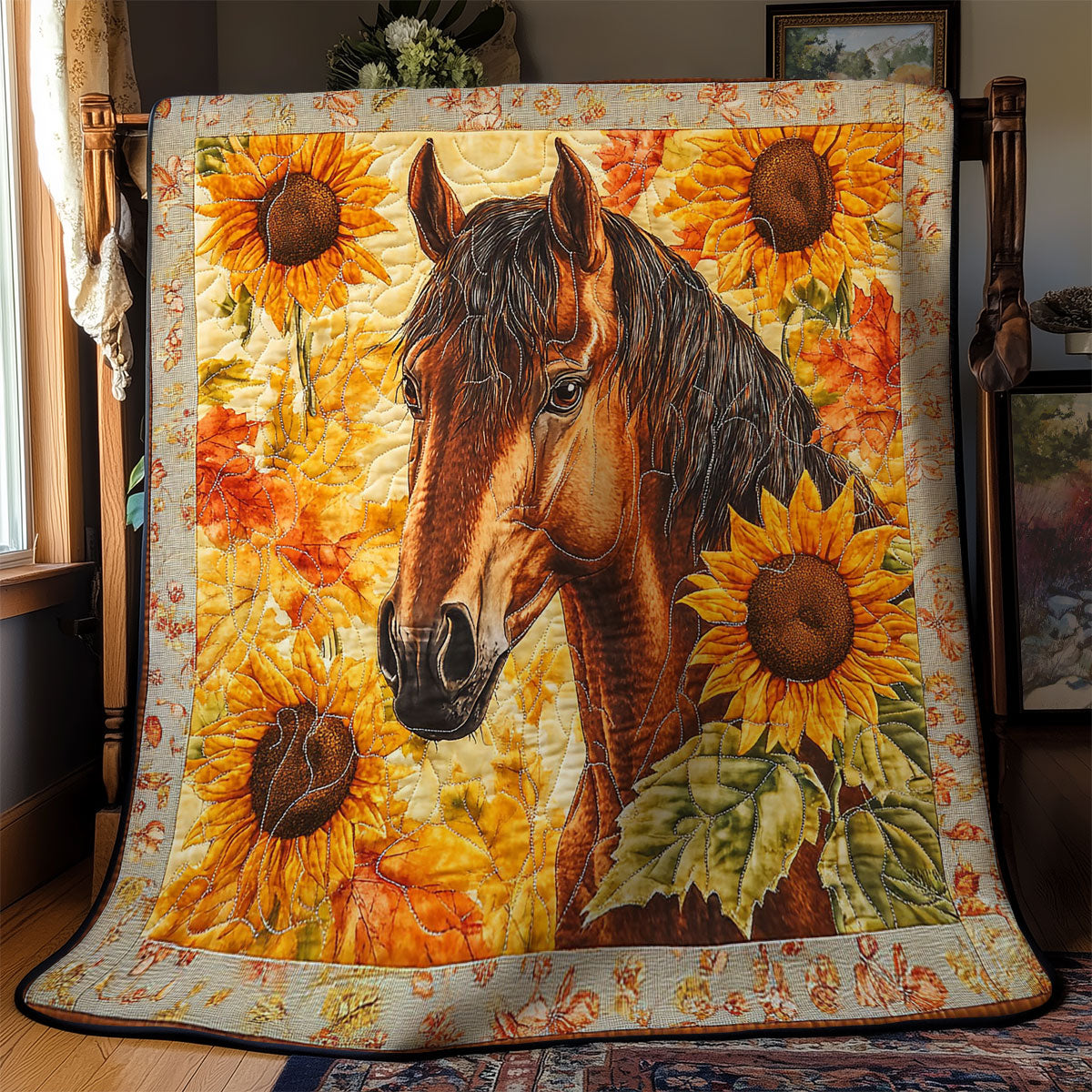 Horse In Sunflower Forest WY0602155CL Quilt