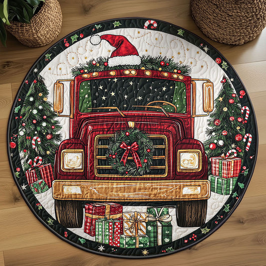 Truck Christmas Magic WN1111087CL Quilted Round Mat