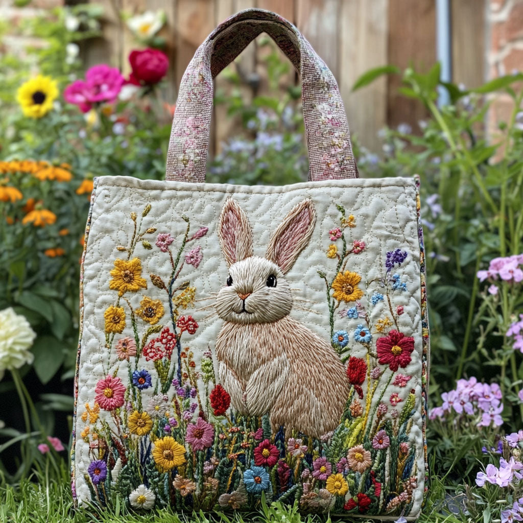 Bunny Flower CW1001004CL Quilted Tote Bag