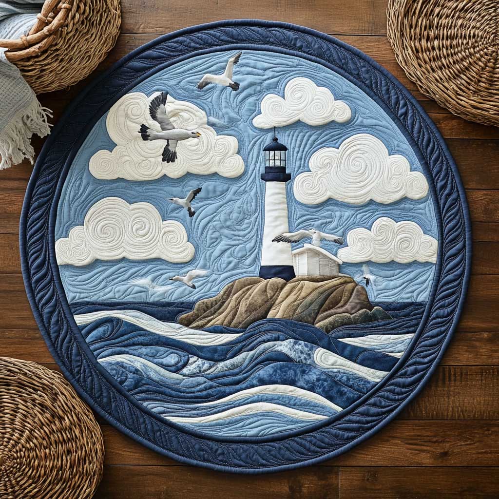 Whispering Lighthouse WN2403126CL Quilted Round Mat