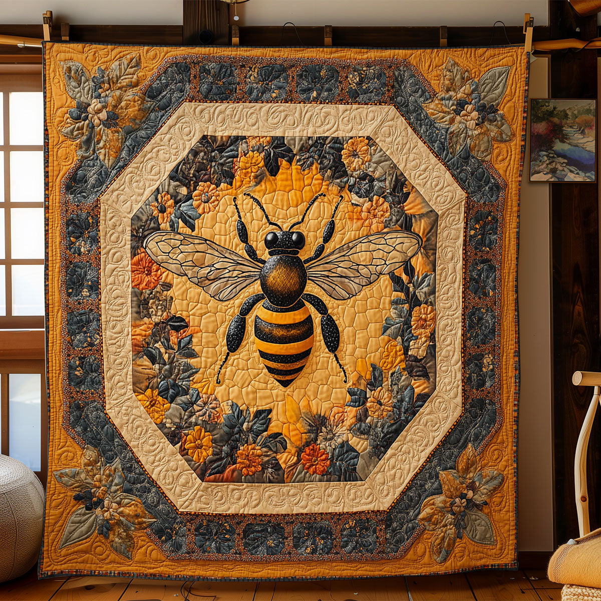 Bee Hexagon WY1803013CL Quilt