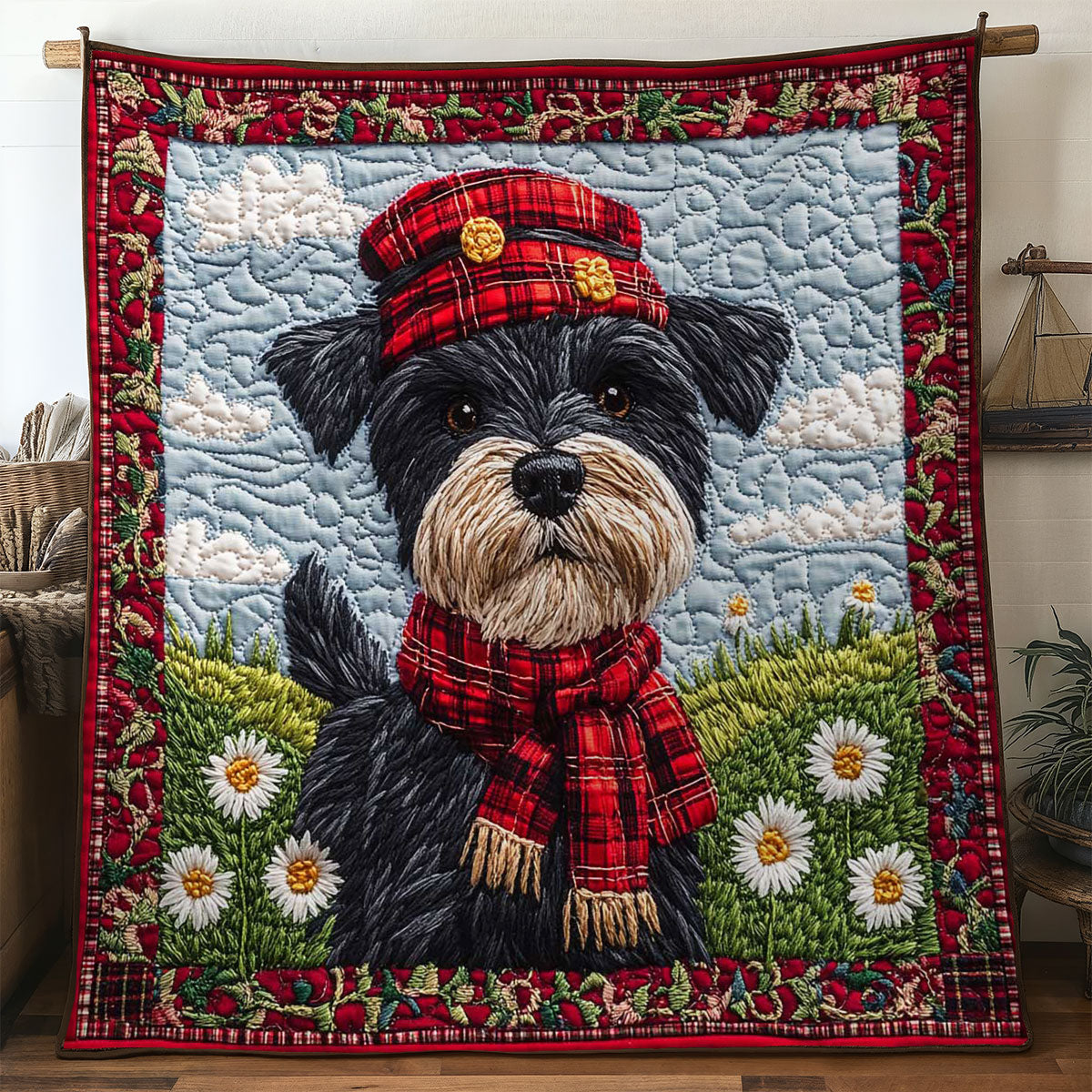 Scottish Terrier Bloom WN2104037CL Quilt