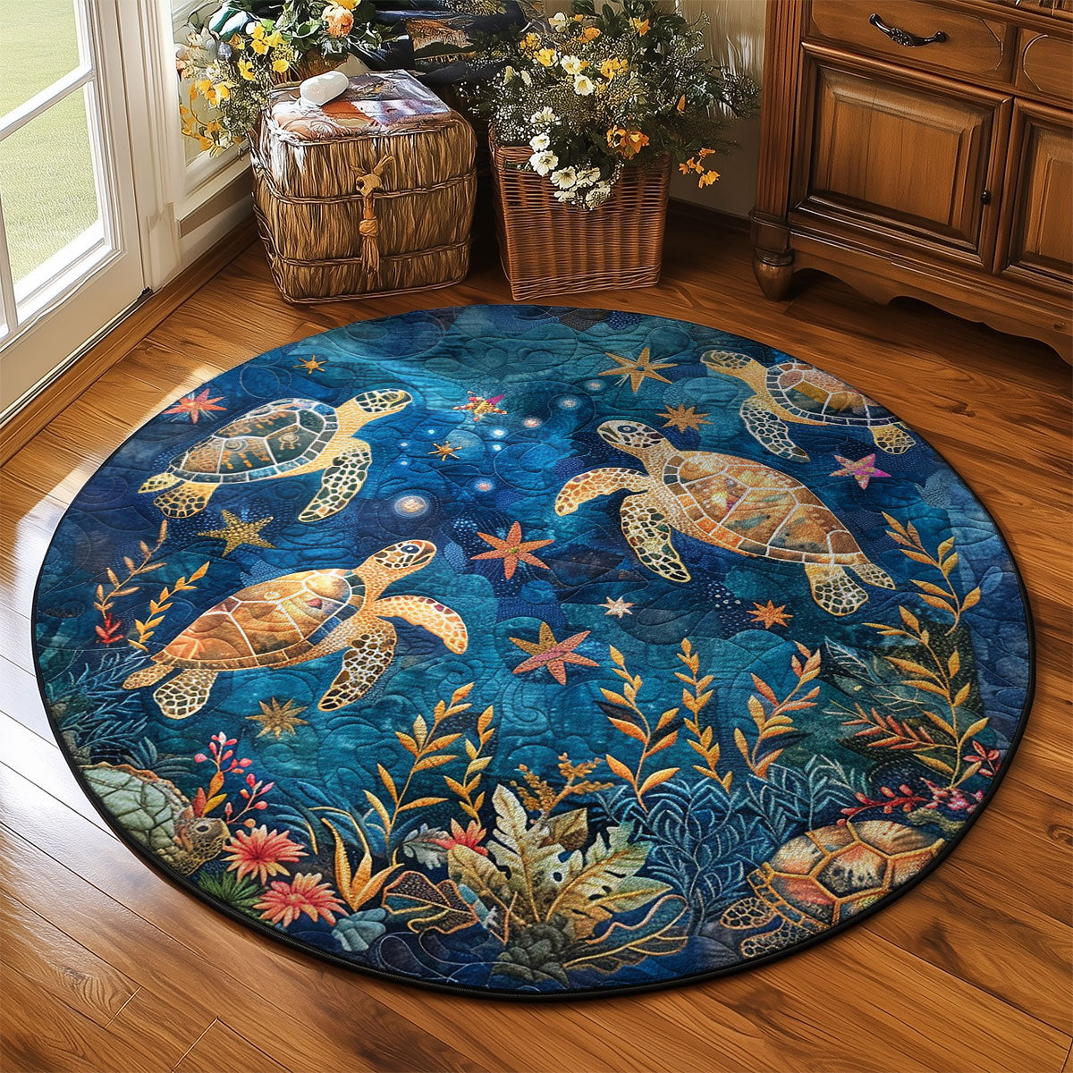 Sea Turtle WJ2104036CL Quilted Round Mat
