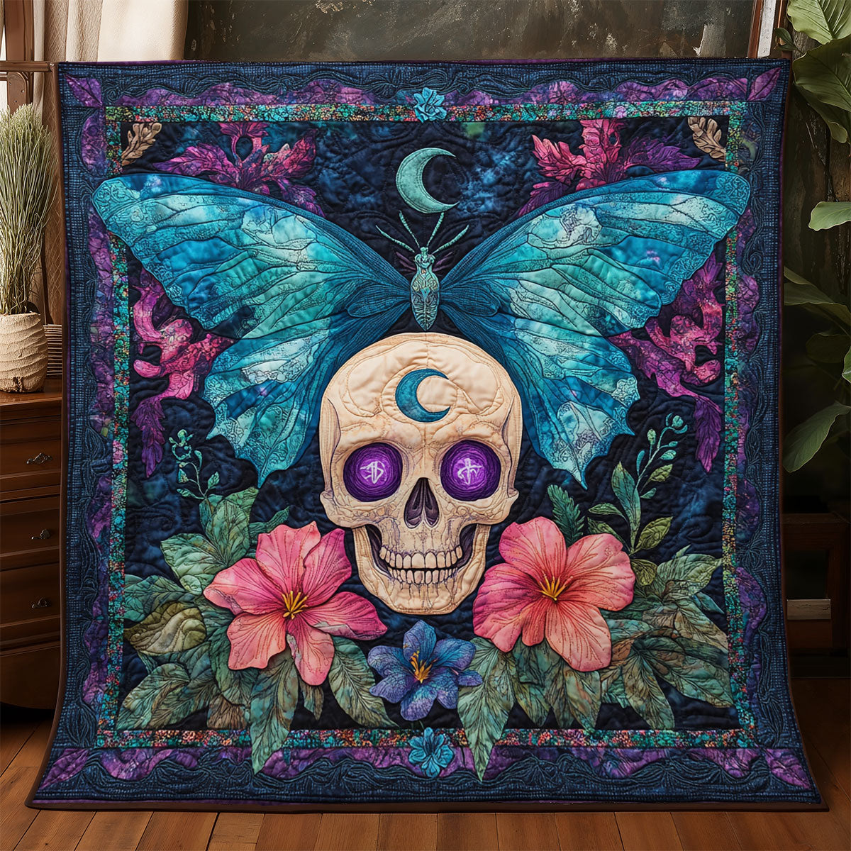 Butterfly Skull WX3105009CL Quilt