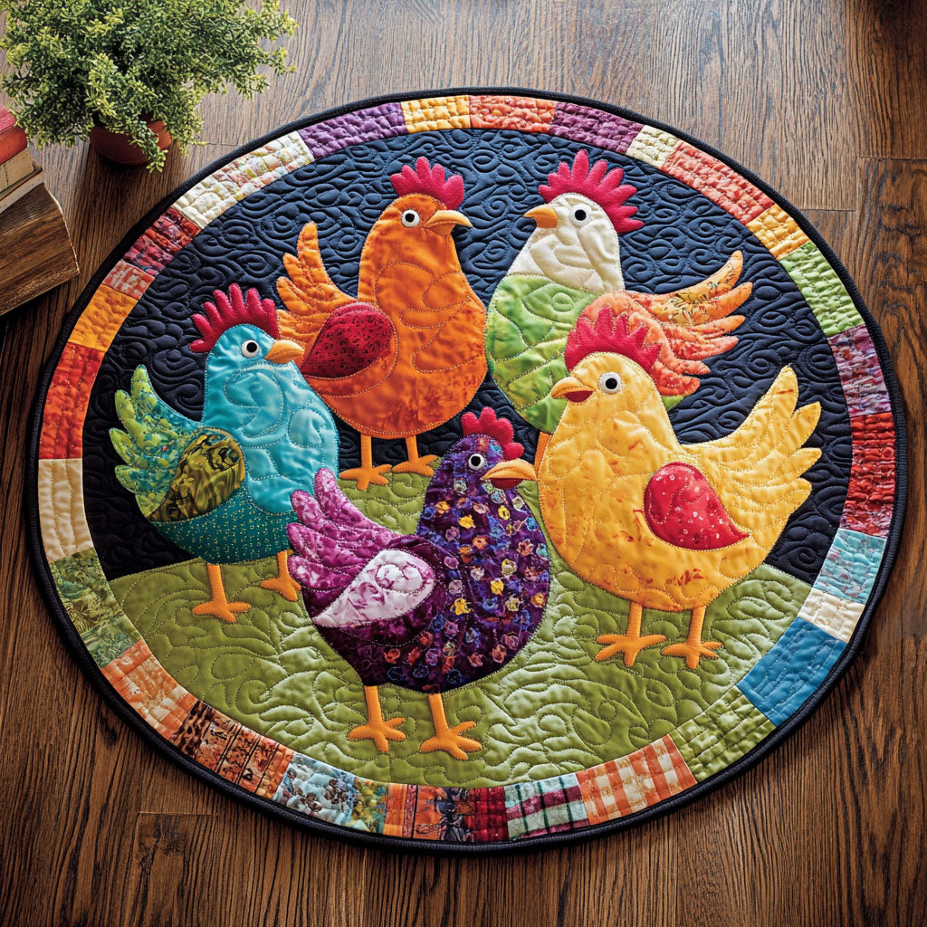 Funky Farmyard CM1205014CL Quilted Round Mat