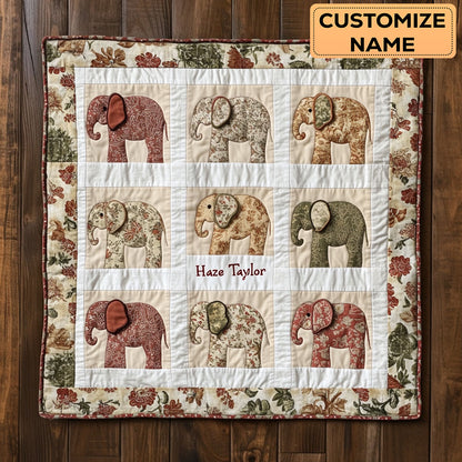 Gentle Elephant WN2807060CL Personalized Baby Quilt