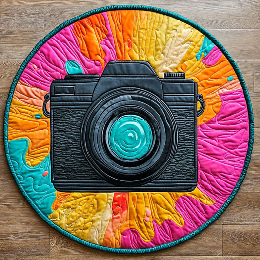 Color Burst Camera CP2805033CL Quilted Round Mat