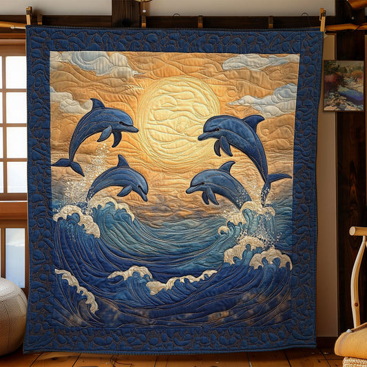 Dopphins In Sunset Sea WY2103052CL Quilt