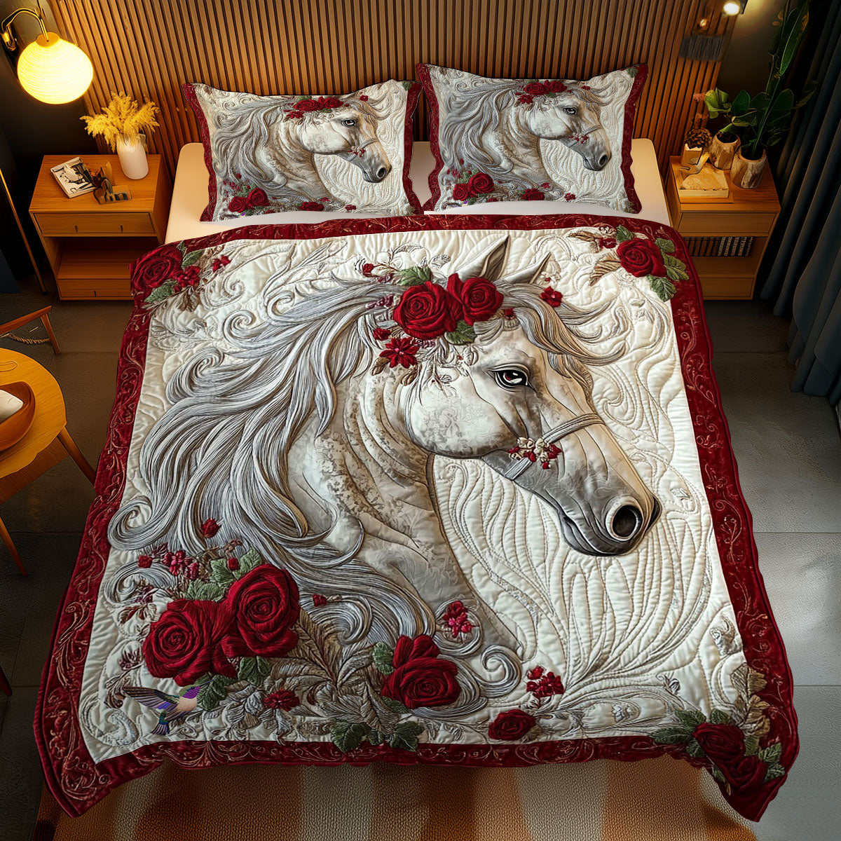 Rose White Horse WY2512057CL Duvet Cover Set