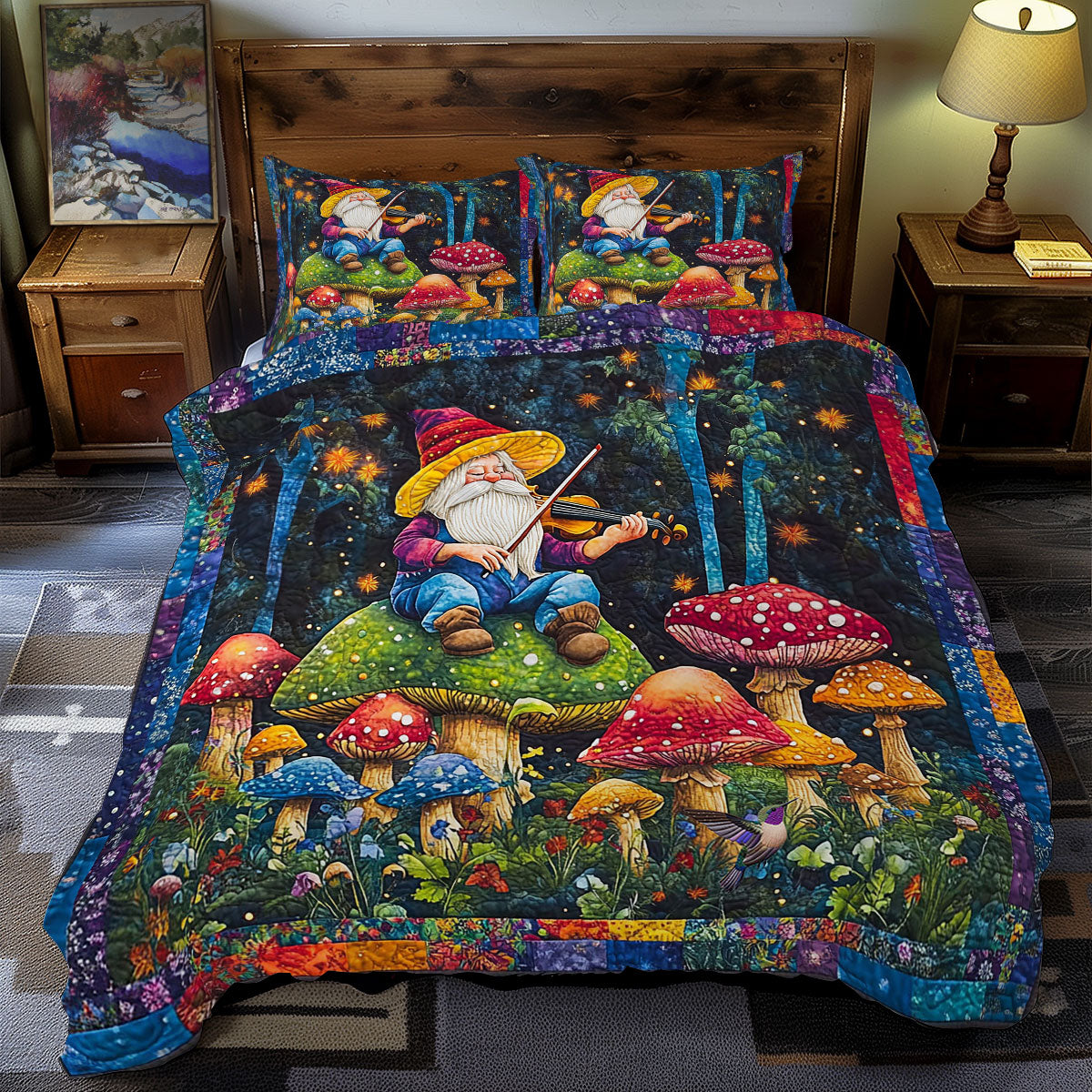 Gnome Playing Violin WY1612047CL Duvet Cover Set