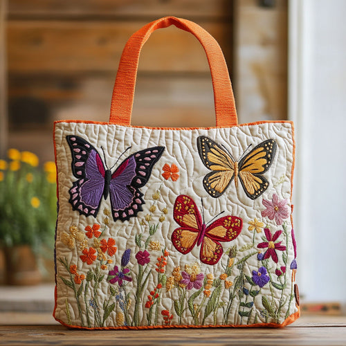 Butterfly Flower Garden CW1501002CL Quilted Tote Bag