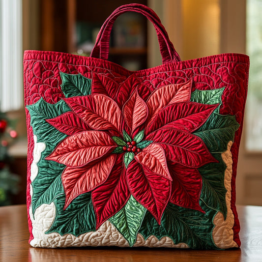 Poinsettia Flower XR2409003CL Quilted Tote Bag
