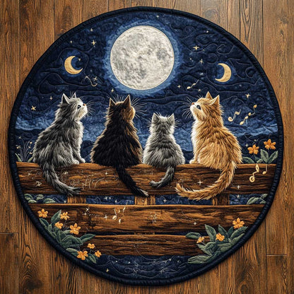 Midnight Cat WN2904032CL Quilted Round Mat