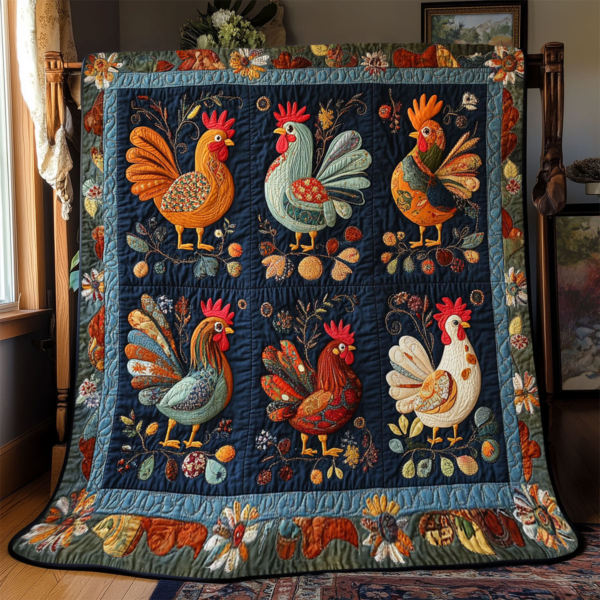 Folk Charm Chicken WJ3012016CL Quilt