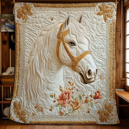 Glorious White Horse WY2001082CL Quilt
