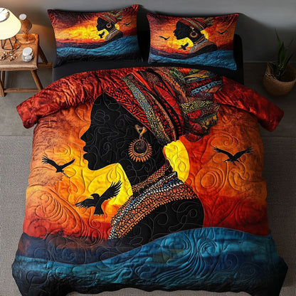 Black Women In Sunset WY0503006CL Duvet Cover Set