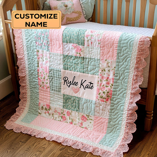 Beautiful Flower WJ1107001CL Personalized Baby Quilt