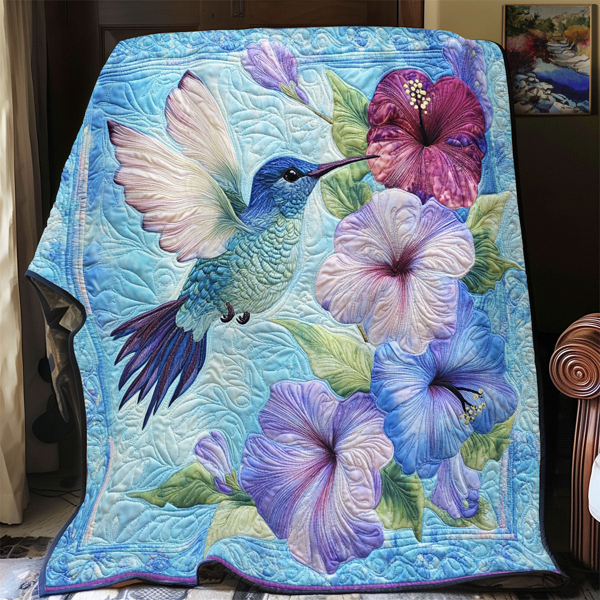 Hummingbird In Purple Garden WY1302034CL Quilt