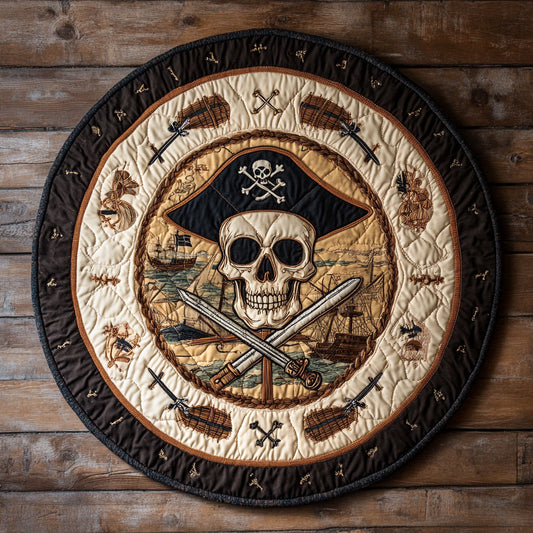 Skull Popcorn Night WN1207066CL Quilted Round Mat