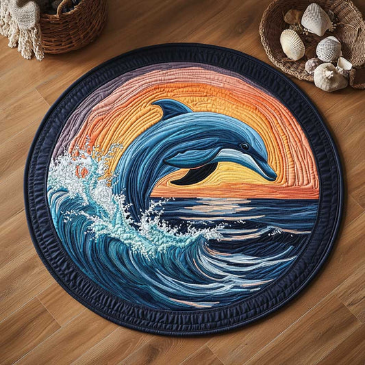 Tropical Dolphin WN2103043CL Quilted Round Mat