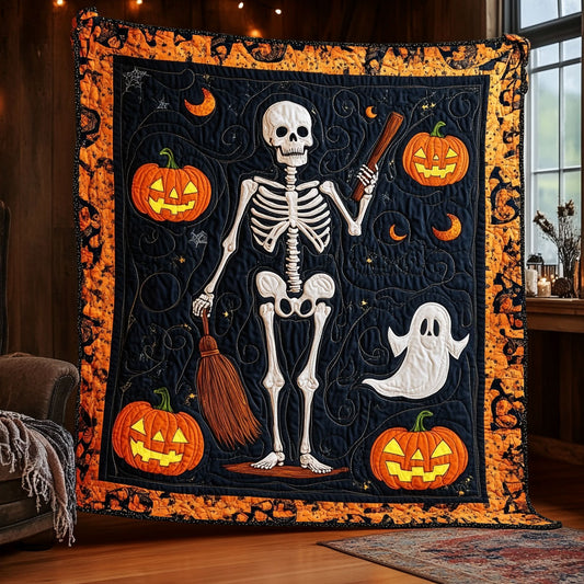 Skeleton Pumpkin Halloween DH1909019CL Quilt