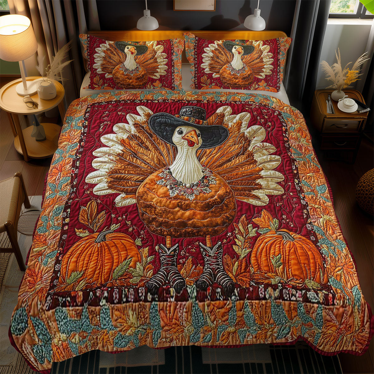 Thanksgiving Turkey Charm WN0801105CL Duvet Cover Set