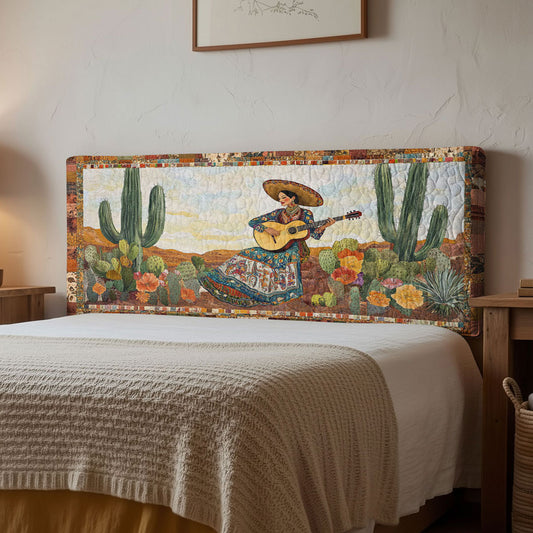 Mexican Mariachi Woman Cactus Dream WN1117505CL Quilted Headboard Slipcover