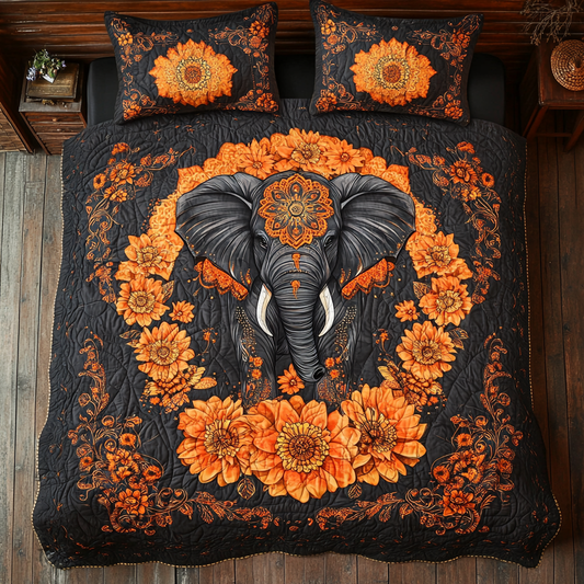 Elephant In Flower Wreath WY1001042CL Duvet Cover Set