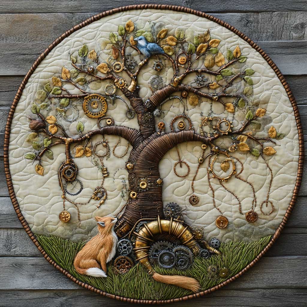 Machine Tree CQ1005009CL Quilted Round Mat