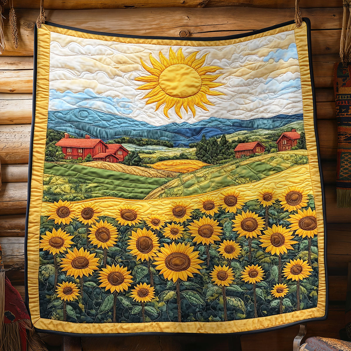 Golden Fields Farmhouse WY0307050CL Quilt