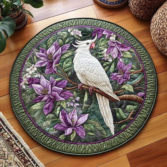 Purple Magnolia Cockatoo WY1408046CL Quilted Round Mat