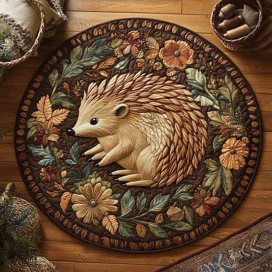 Brown Hedgehog WY0406048CL Quilted Round Mat
