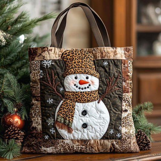 Cozy Leopard Snowman WN1411085CL Quilted Tote Bag