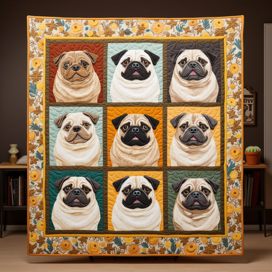 Whimpsical Pug XK1109002CL Quilt