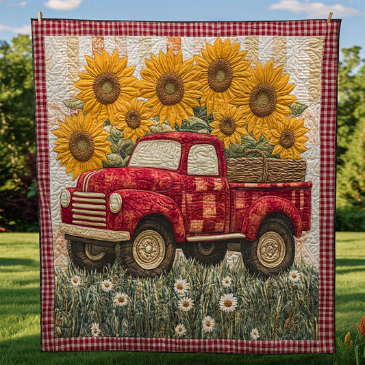 Floral Red Truck CW0206015CL Quilt