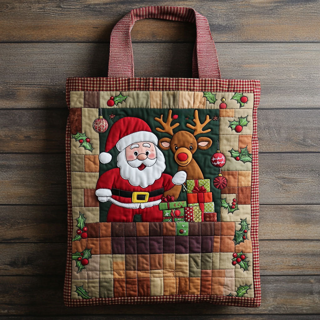Santa Peek Up WN1811081CL Quilted Tote Bag