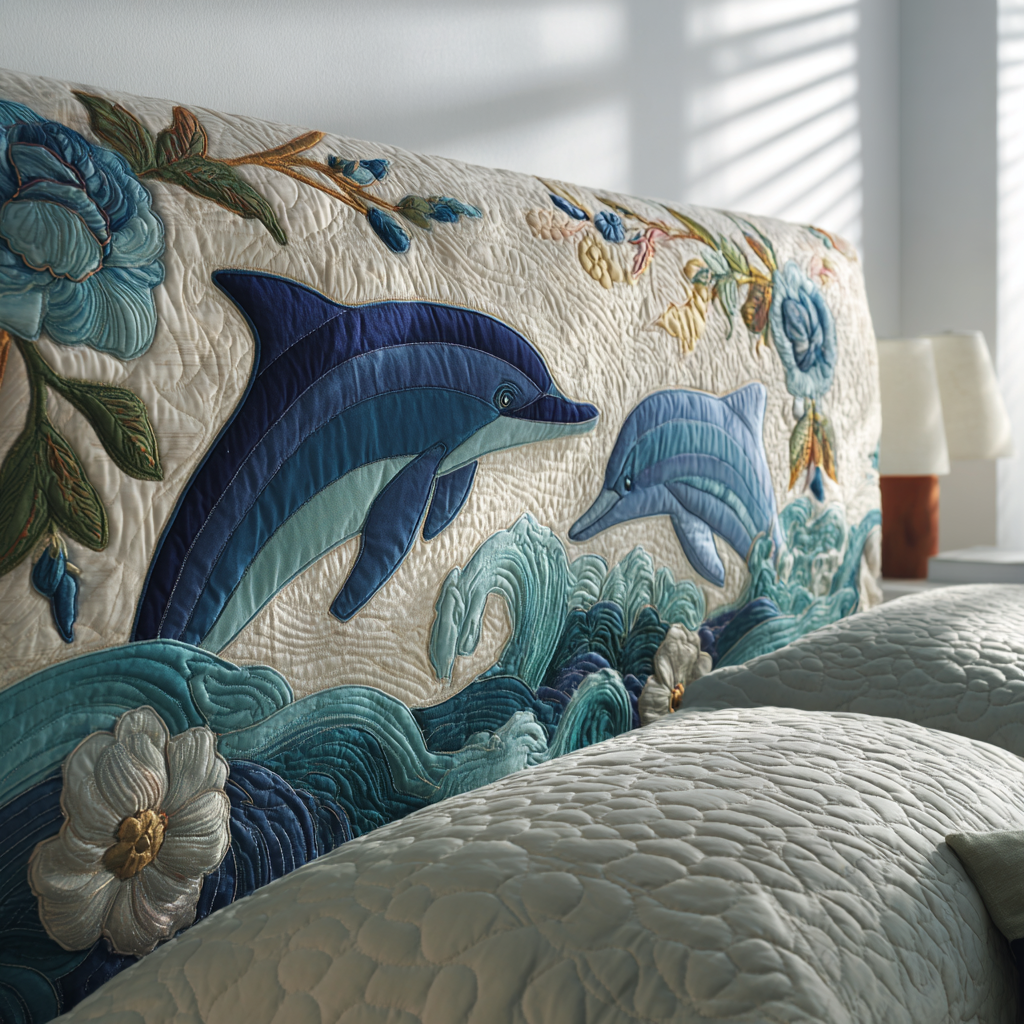 Dolphin Lovers XR1912006CL Quilted Headboard Slipcover