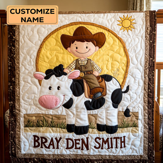 Howdy Little Cowboy WY2507043CL Personalized Baby Quilt