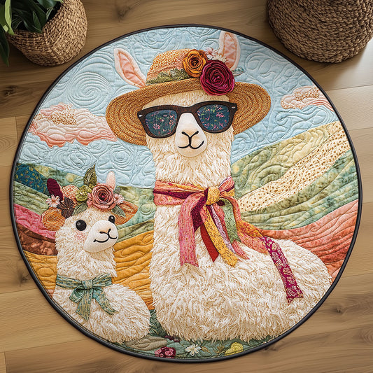 Boho Llama Garden WJ2003074CL Quilted Round Mat