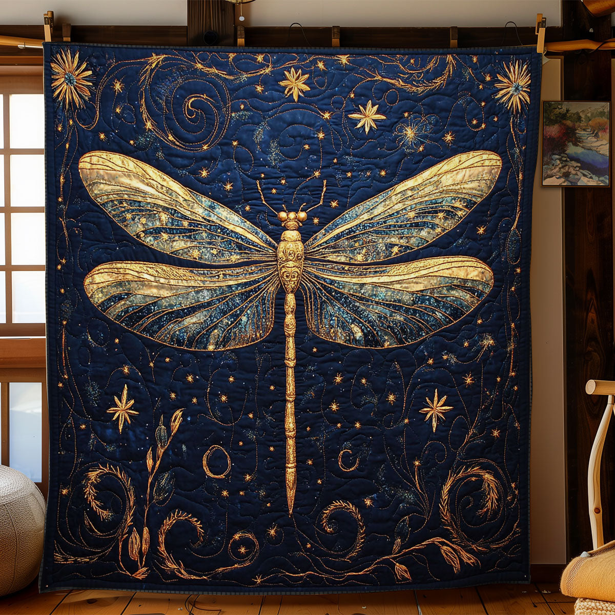 Midnight Dragonfly WY2102048CL Quilt