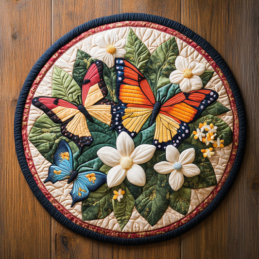 Butterfly Garden WP0804010CL Quilted Round Mat