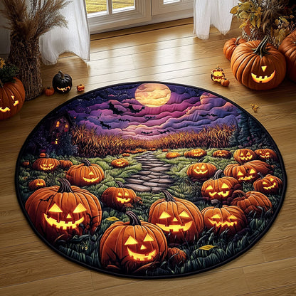 Midnight Halloween Pumpkin WY1808038CL Quilted Round Mat